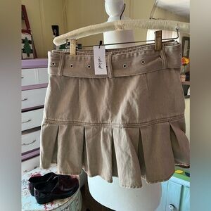 Nasty Girl Beige Pleated Mini Skirt